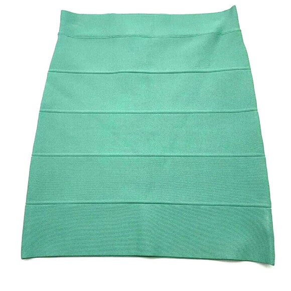 BCBG Bandage Skirt Womens Medium Maxazaria Bodycon Green Stretch Knit Tight Y2K - Picture 2 of 8